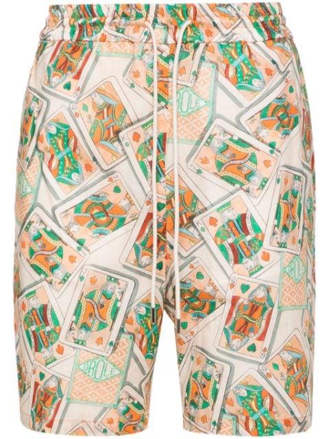 Jeu De Cartes linen blend shorts by DROLE DE MONSIEUR