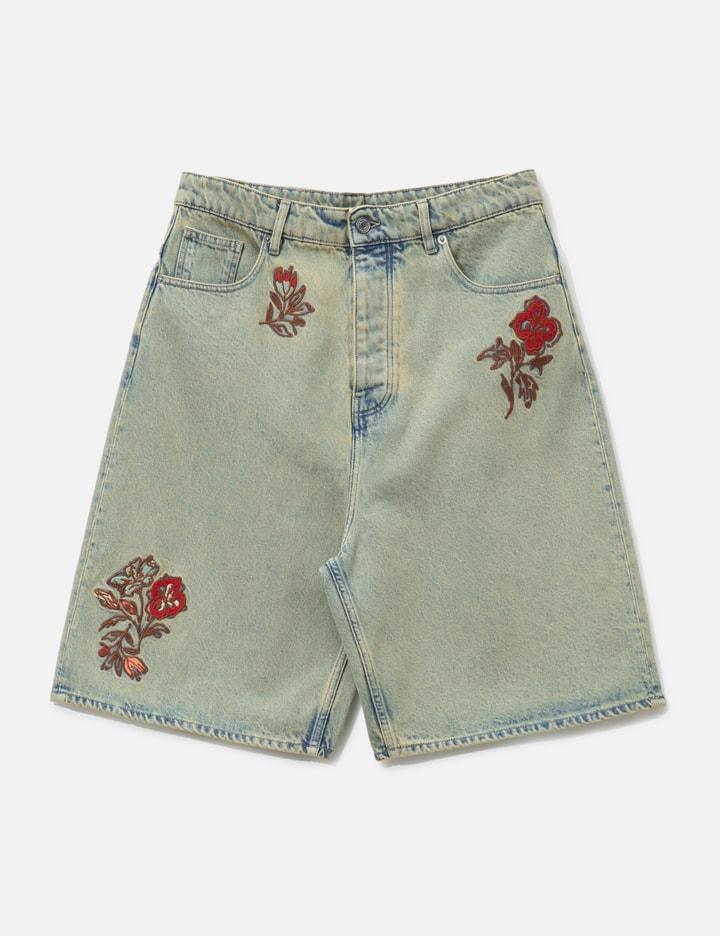 Short Jean Dusty Brodé Fleurs by DROLE DE MONSIEUR