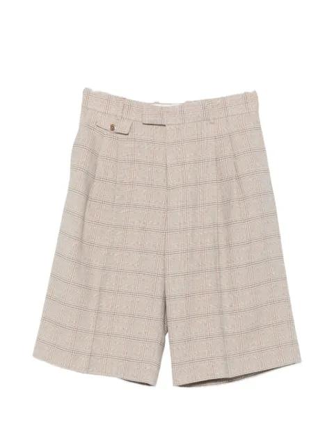 check-pattern pleated shorts by DROLE DE MONSIEUR