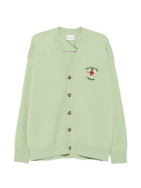 embroidered-logo V-neck cardigan by DROLE DE MONSIEUR