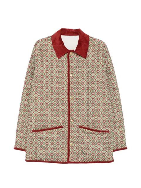 geometric-print corduroy-collar jacket by DROLE DE MONSIEUR