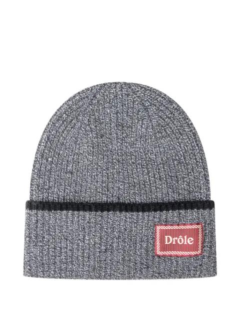 logo-patch wool beanie by DROLE DE MONSIEUR