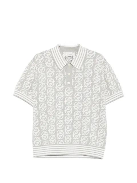 monogram-knit striped-trim polo shirt by DROLE DE MONSIEUR