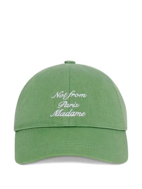 slogan calligraphy-embroidery cap by DROLE DE MONSIEUR