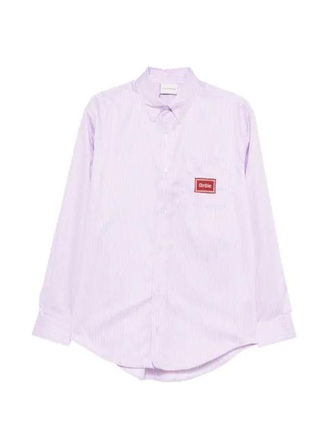 striped logo-patch shirt by DROLE DE MONSIEUR