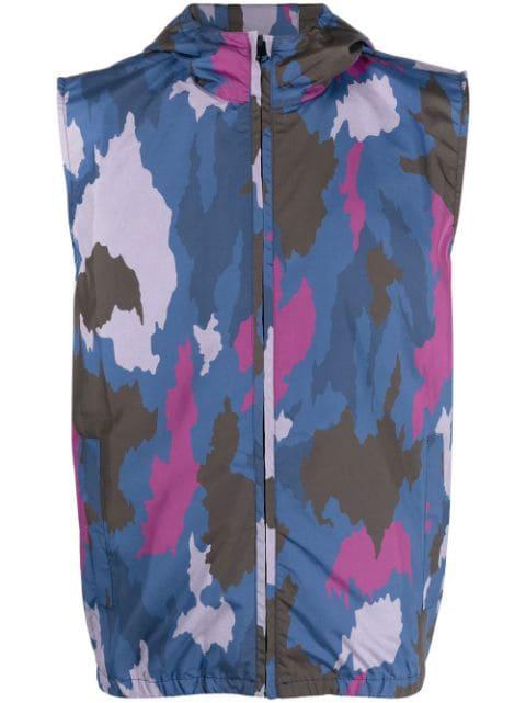 abstract-print hoodied gilet by DRUMOHR
