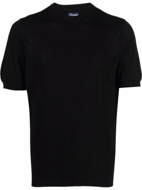 fine knit mock-neck T-shirt by DRUMOHR