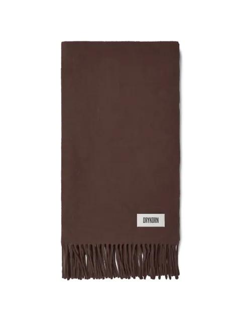 Gaze fringed logo-patch scarf by DRYKORN