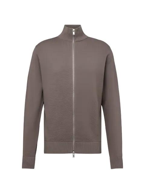 zip-up textured-knit sweater by DRYKORN