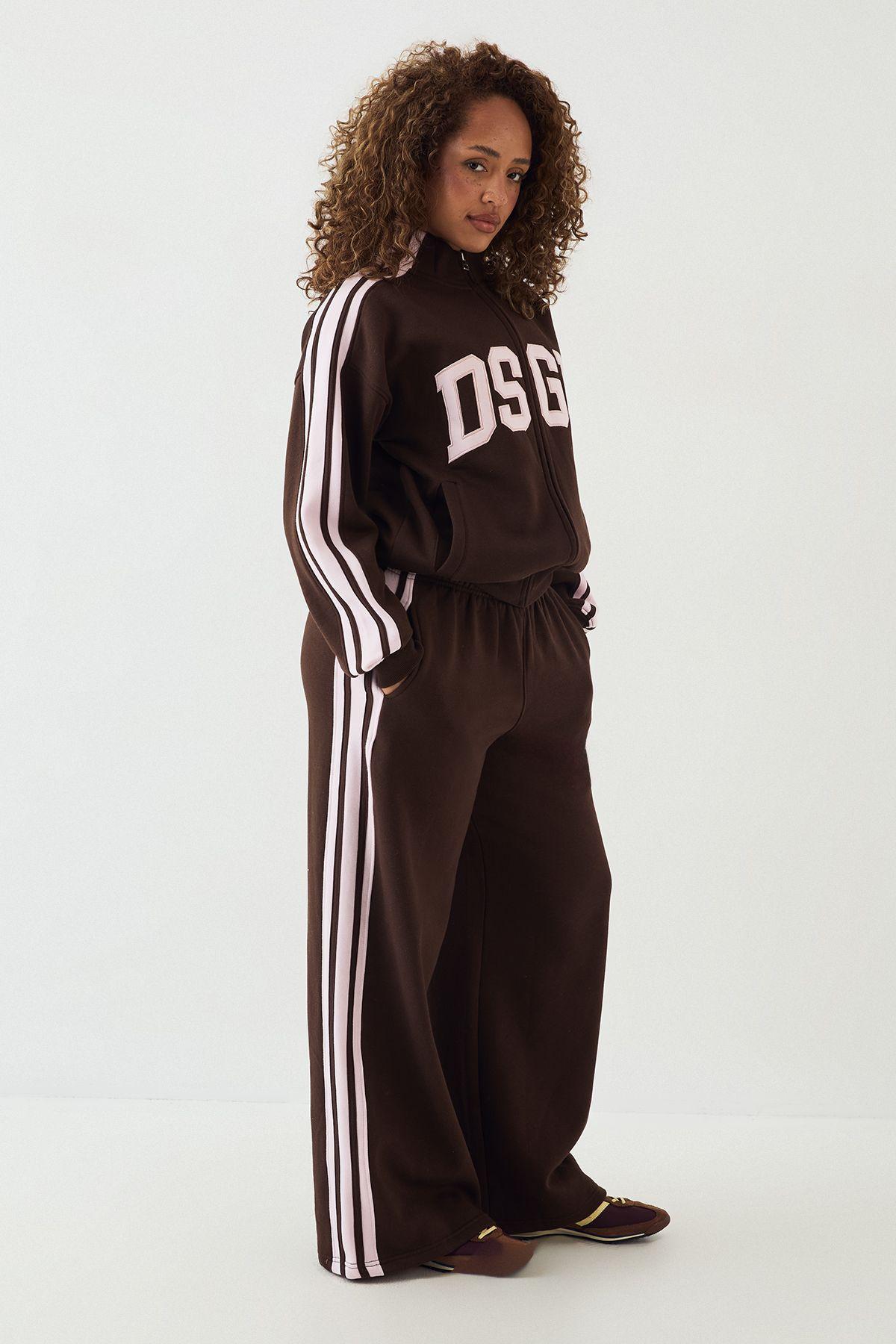 DSGN Side Stripe Funnel Neck Zip Through Bomber Tracksuit by DSGN STUDIO