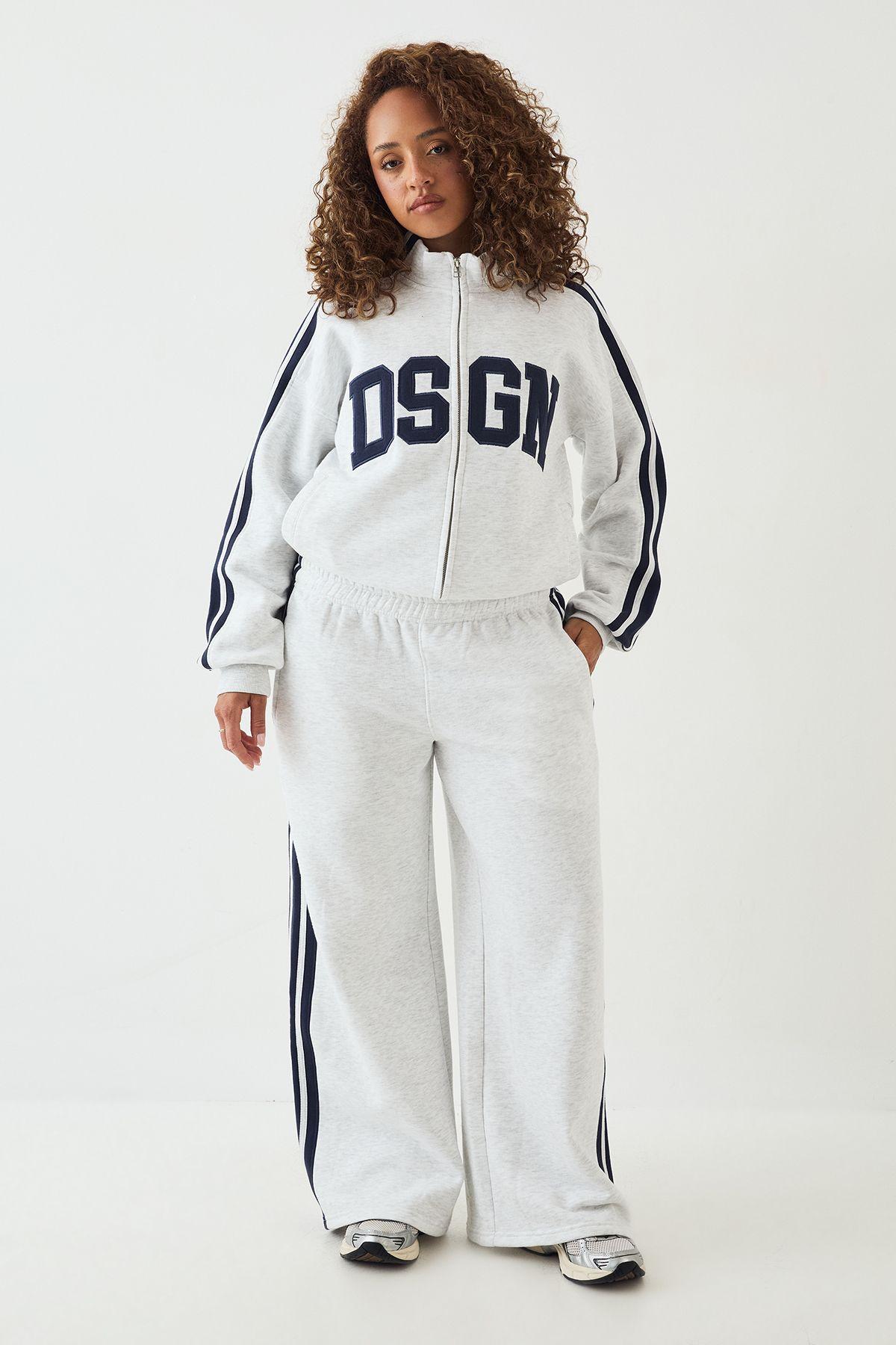 DSGN Side Stripe Funnel Neck Zip Through Bomber Tracksuit by DSGN STUDIO