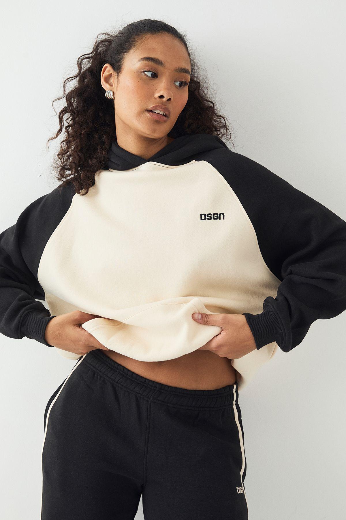 DSGN Studio Colour Block Raglan Oversized Hoodie by DSGN STUDIO