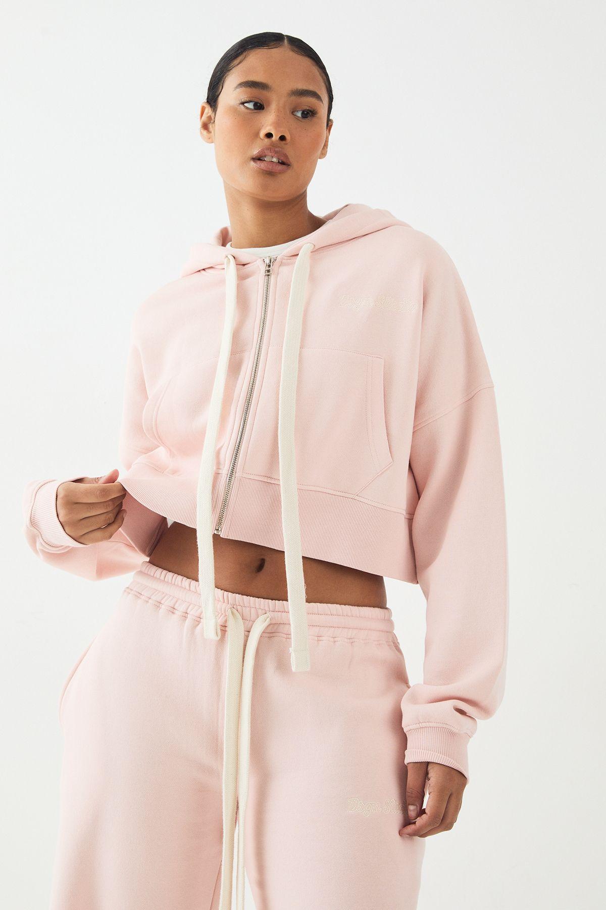 DSGN Studio Contrast Drawcord Boxy Crop Hoodie by DSGN STUDIO