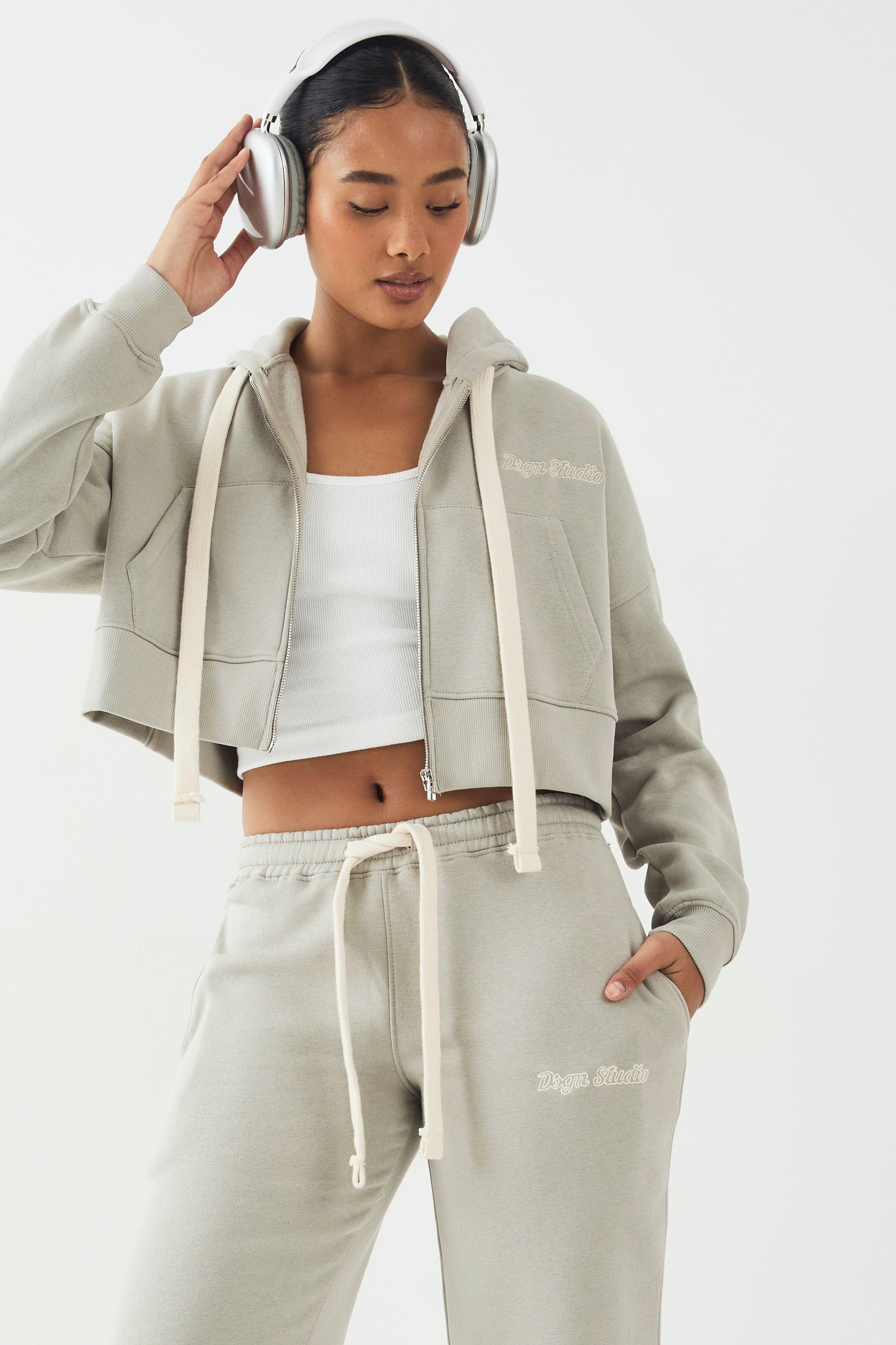DSGN Studio Contrast Drawcord Boxy Crop Hoodie by DSGN STUDIO
