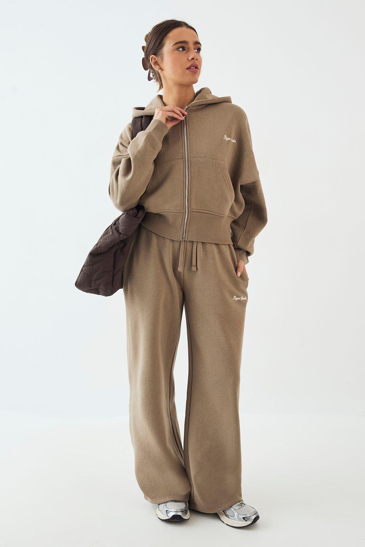 DSGN Studio Deep Hem Boxy Crop Zip Through Hooded Tracksuit by DSGN STUDIO