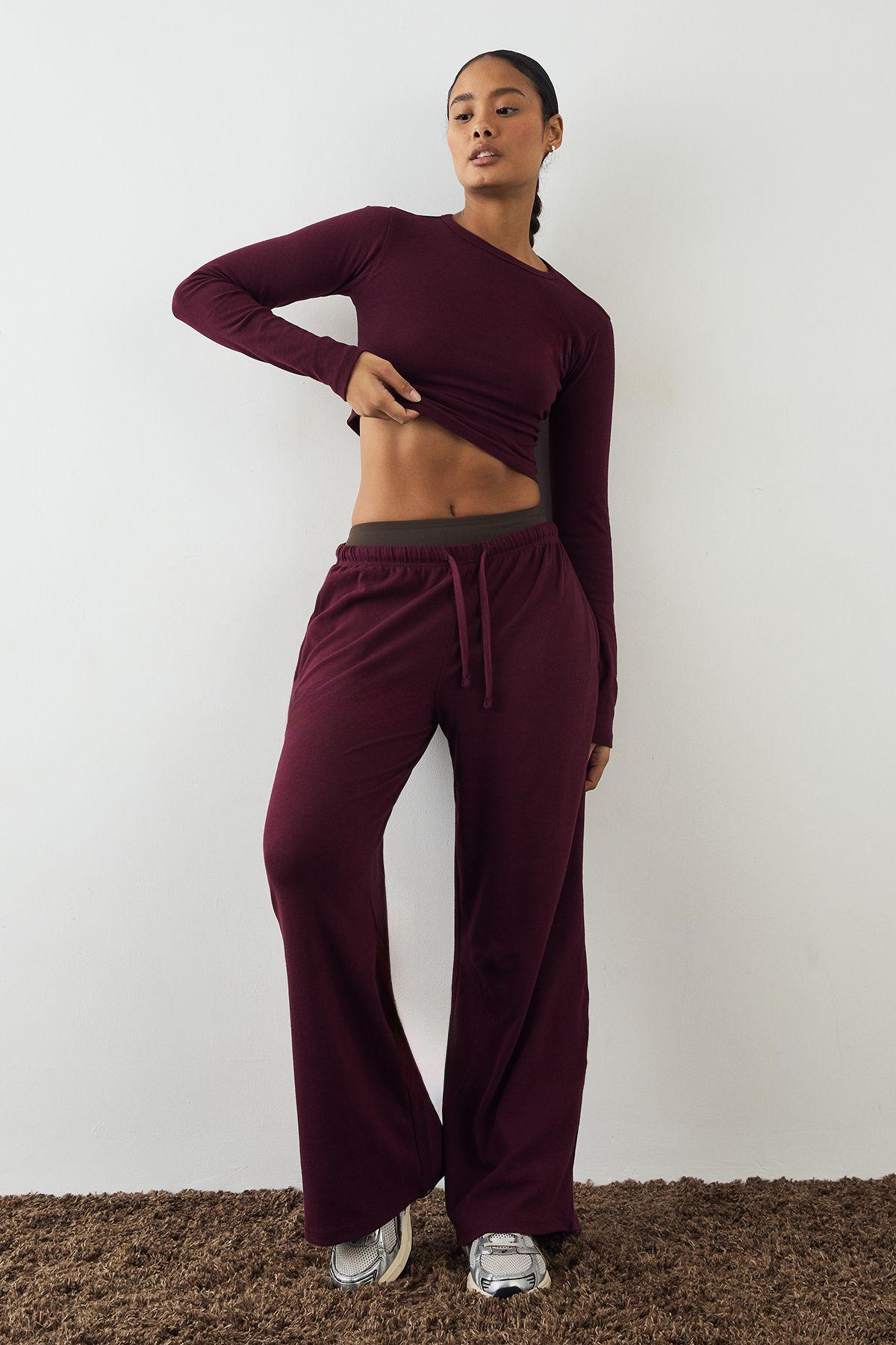 DSGN Studio Embroidered Rib Wide Leg Trouser by DSGN STUDIO