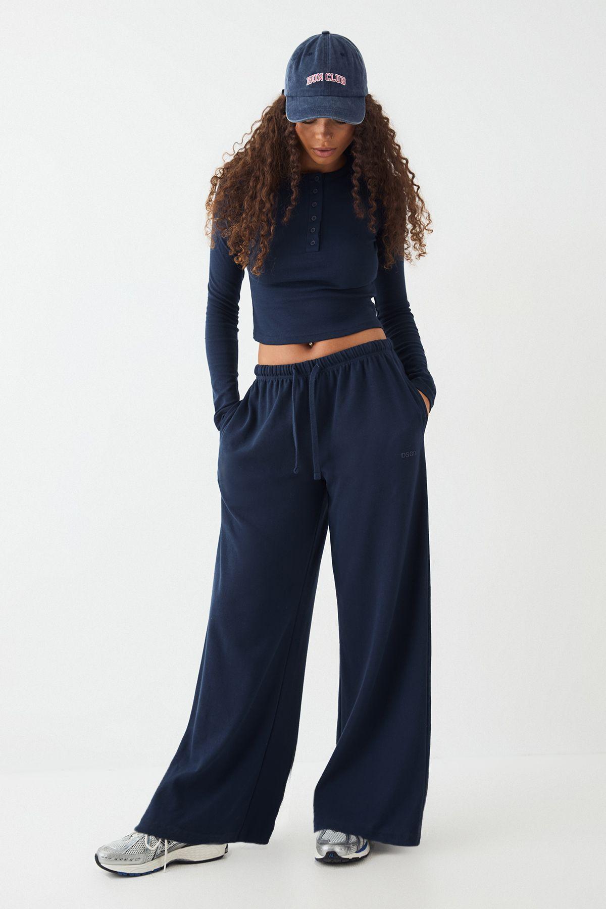 DSGN Studio Embroidered Rib Wide Leg Trouser by DSGN STUDIO