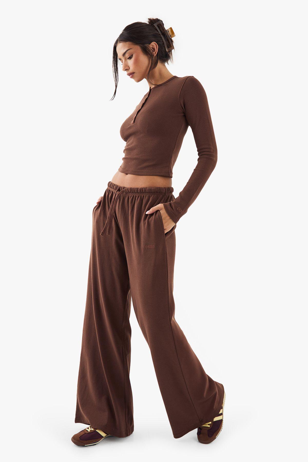 DSGN Studio Embroidered Rib Wide Leg Trouser by DSGN STUDIO