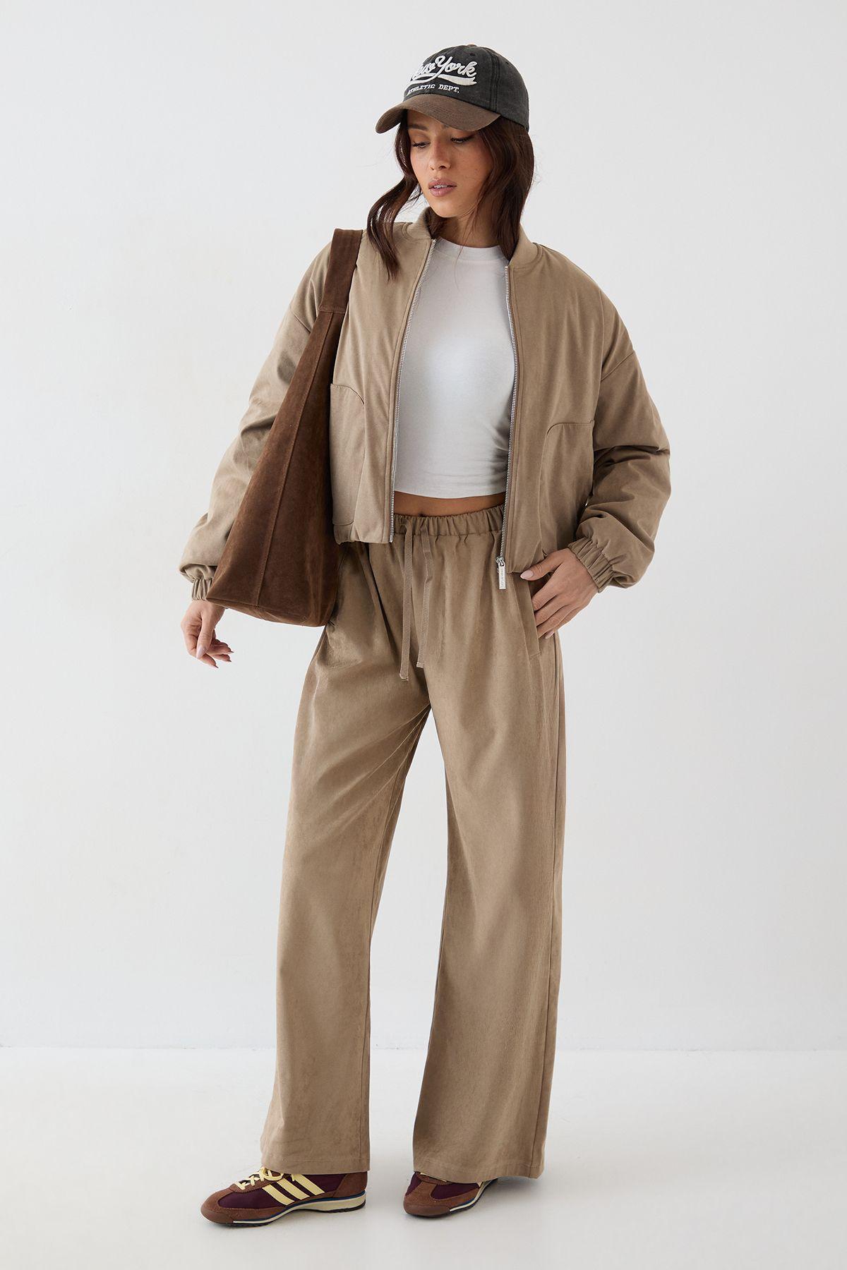 DSGN Studio Faux Suede Straight Leg Trouser by DSGN STUDIO