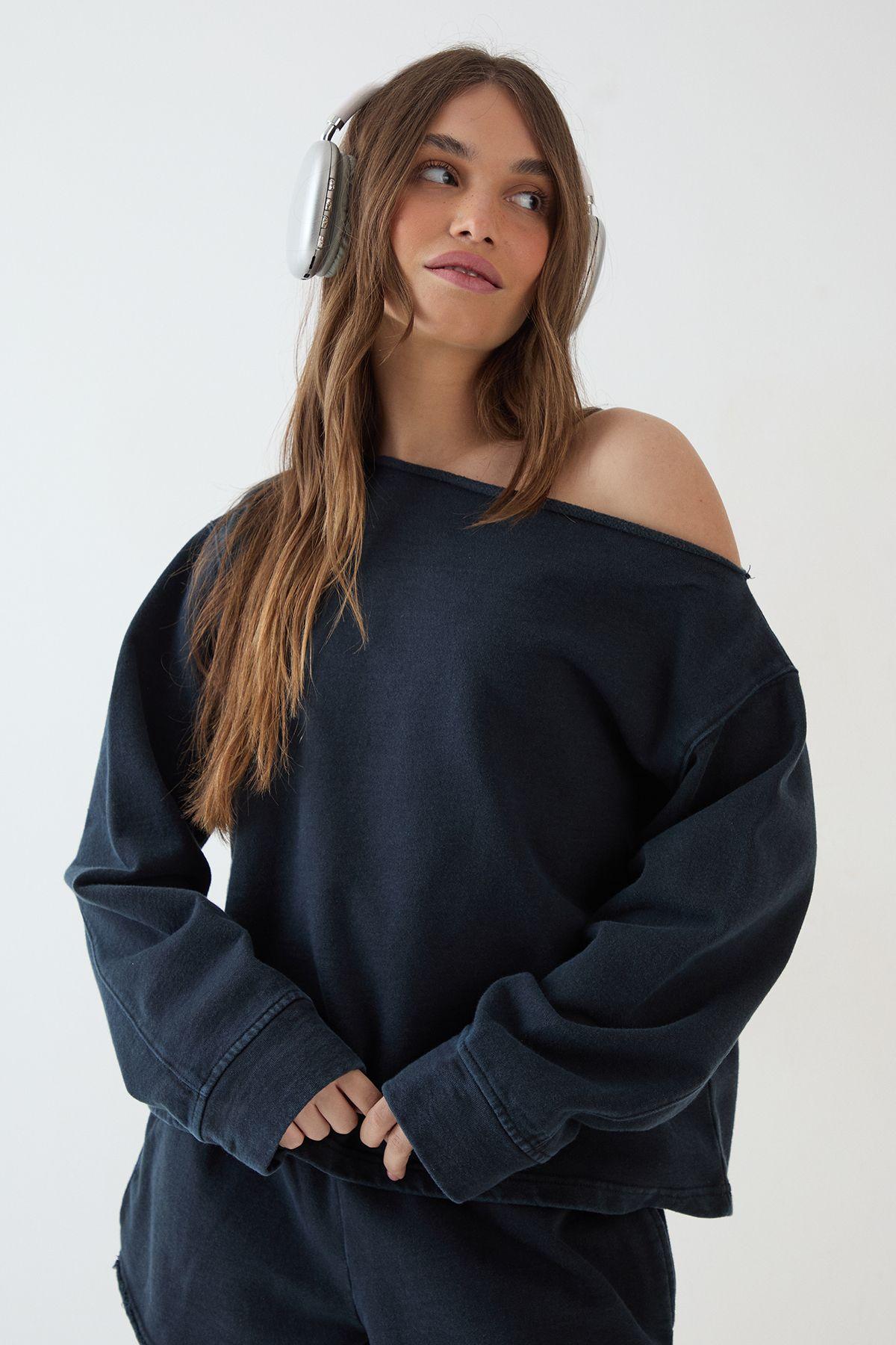 DSGN Studio Heavyweight Washed Off The Shoulder Oversized Sweatshirt by DSGN STUDIO