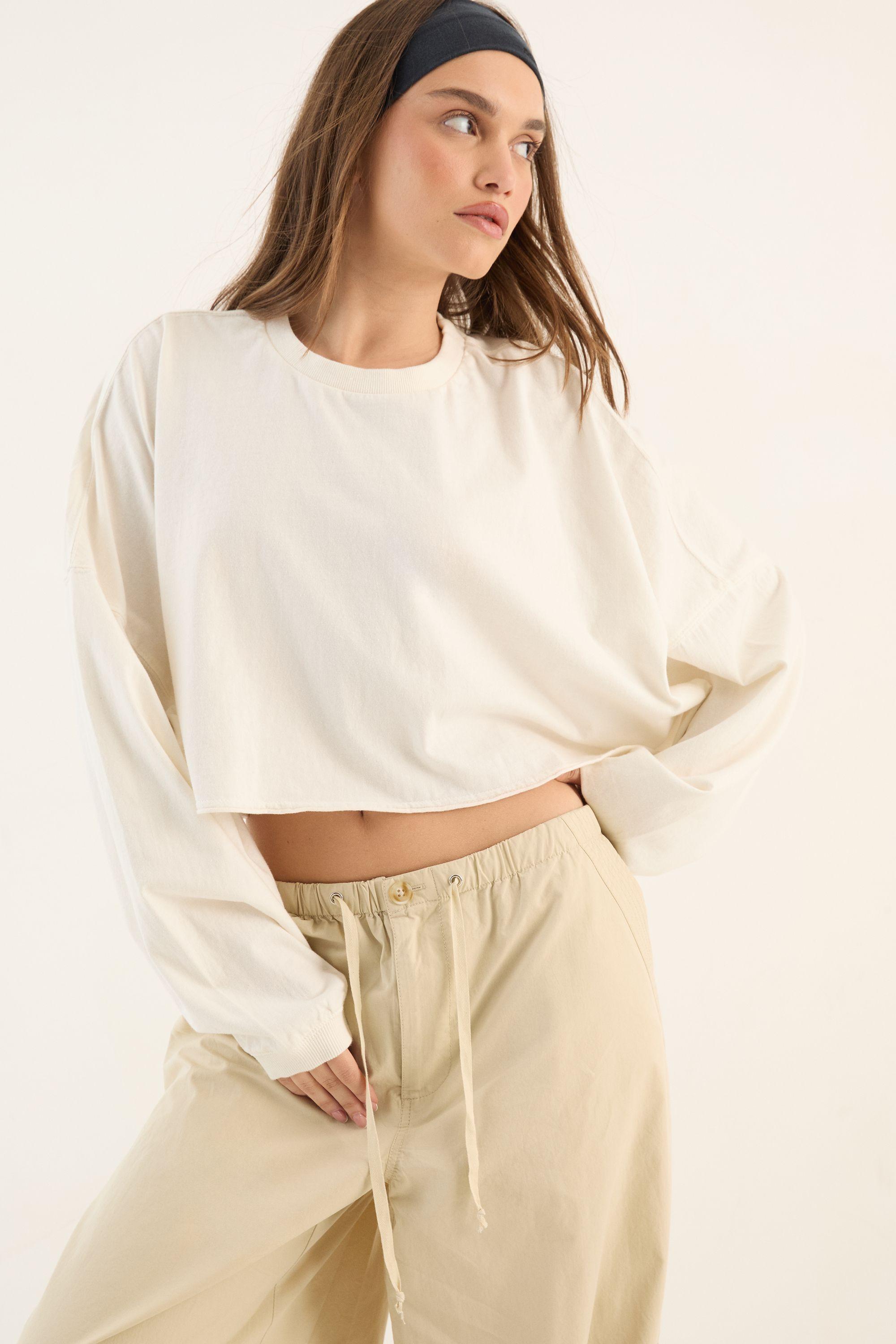 DSGN Studio Heavyweight Washed Oversized Long Sleeve Crop T-Shirt by DSGN STUDIO