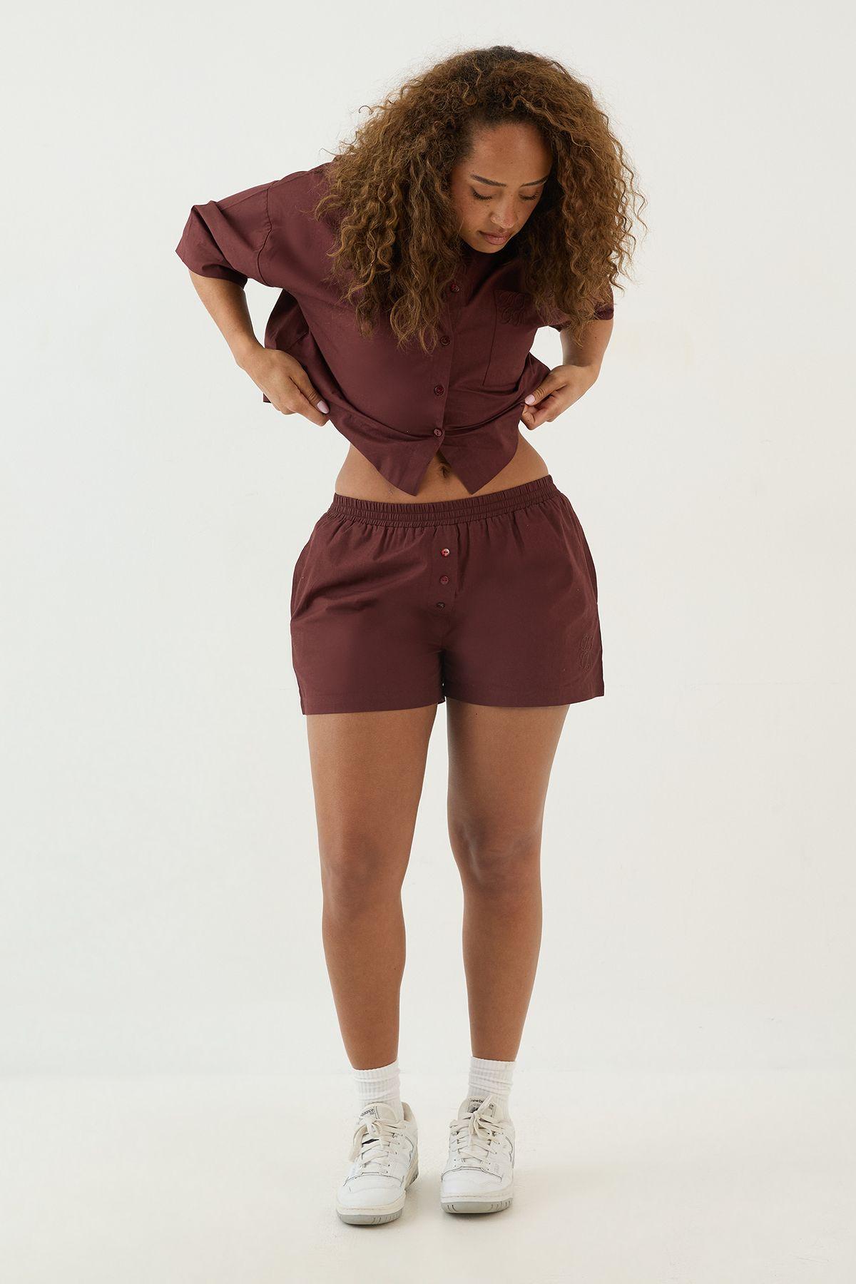 DSGN Studio Henley Button Poplin Short by DSGN STUDIO