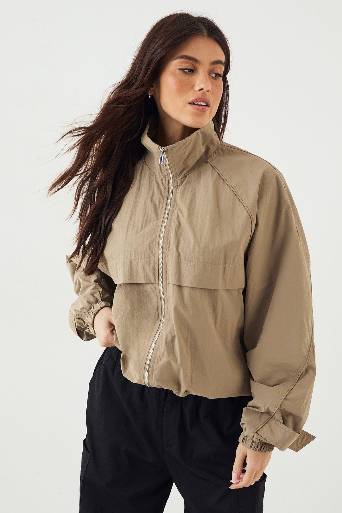DSGN Studio Nylon Zip Through Funnel Neck Track Jacket by DSGN STUDIO
