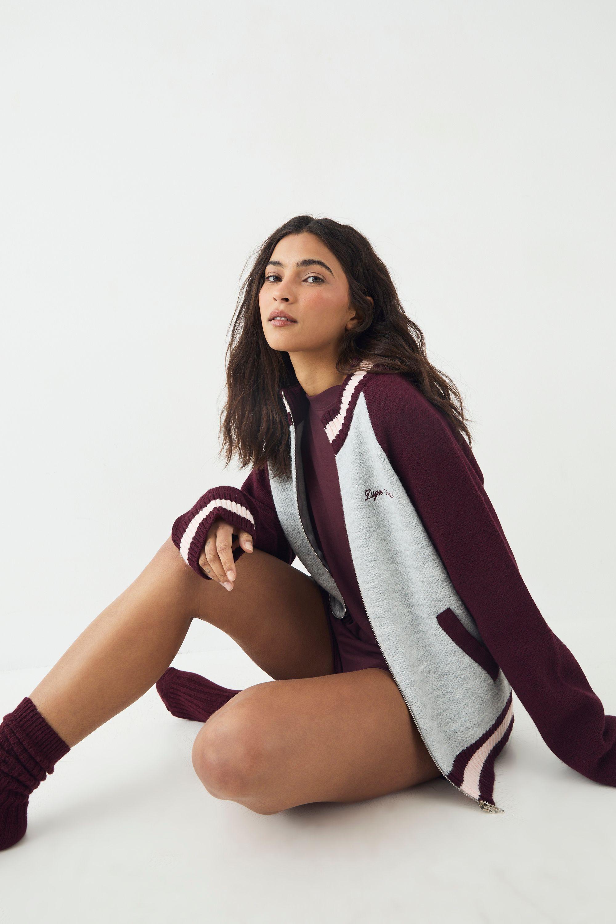 DSGN Studio Oversized Knit Funnel Neck Bomber by DSGN STUDIO