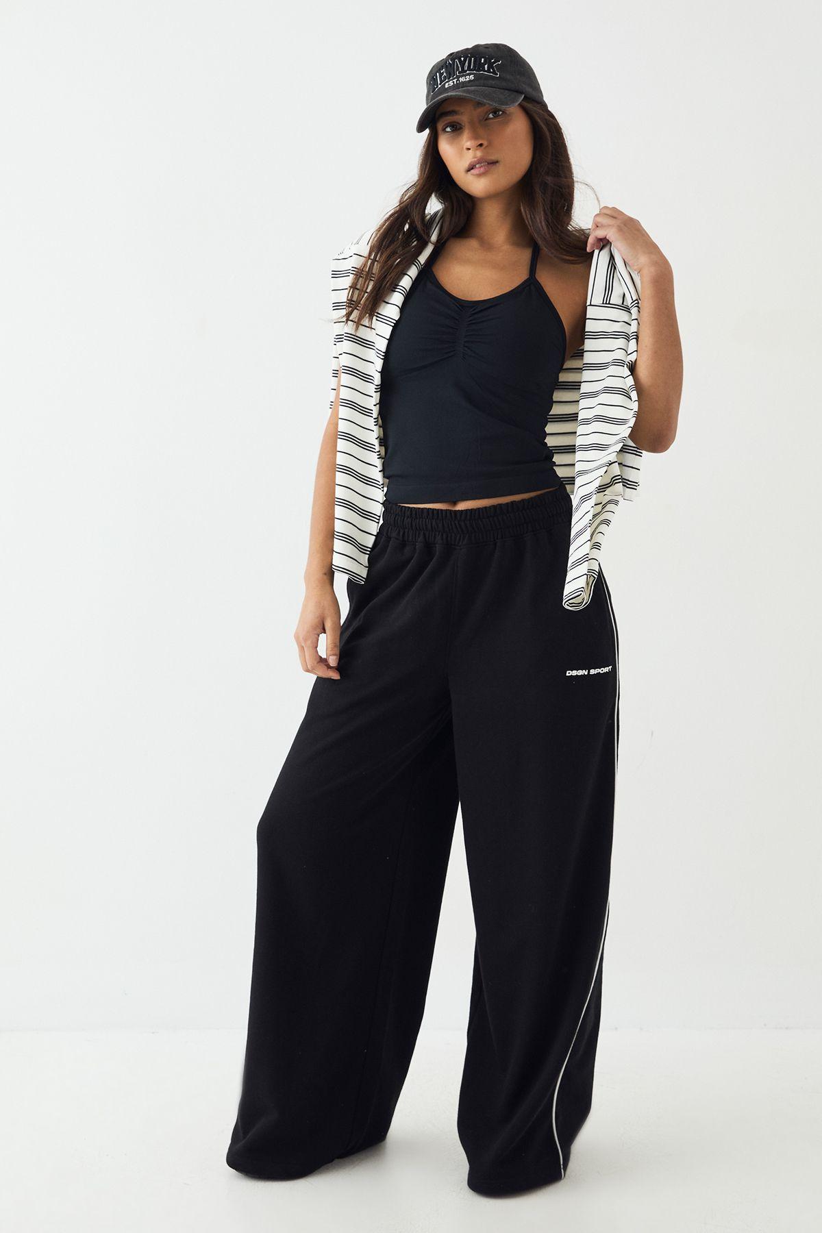 DSGN Studio Piping Detail Mid Rise Wide Leg Jogger by DSGN STUDIO