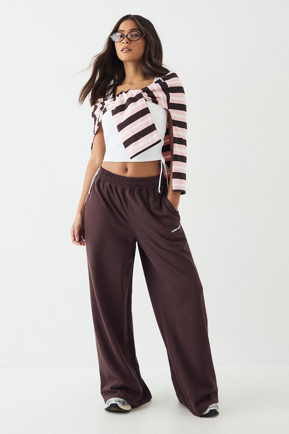 DSGN Studio Piping Detail Mid Rise Wide Leg Jogger by DSGN STUDIO