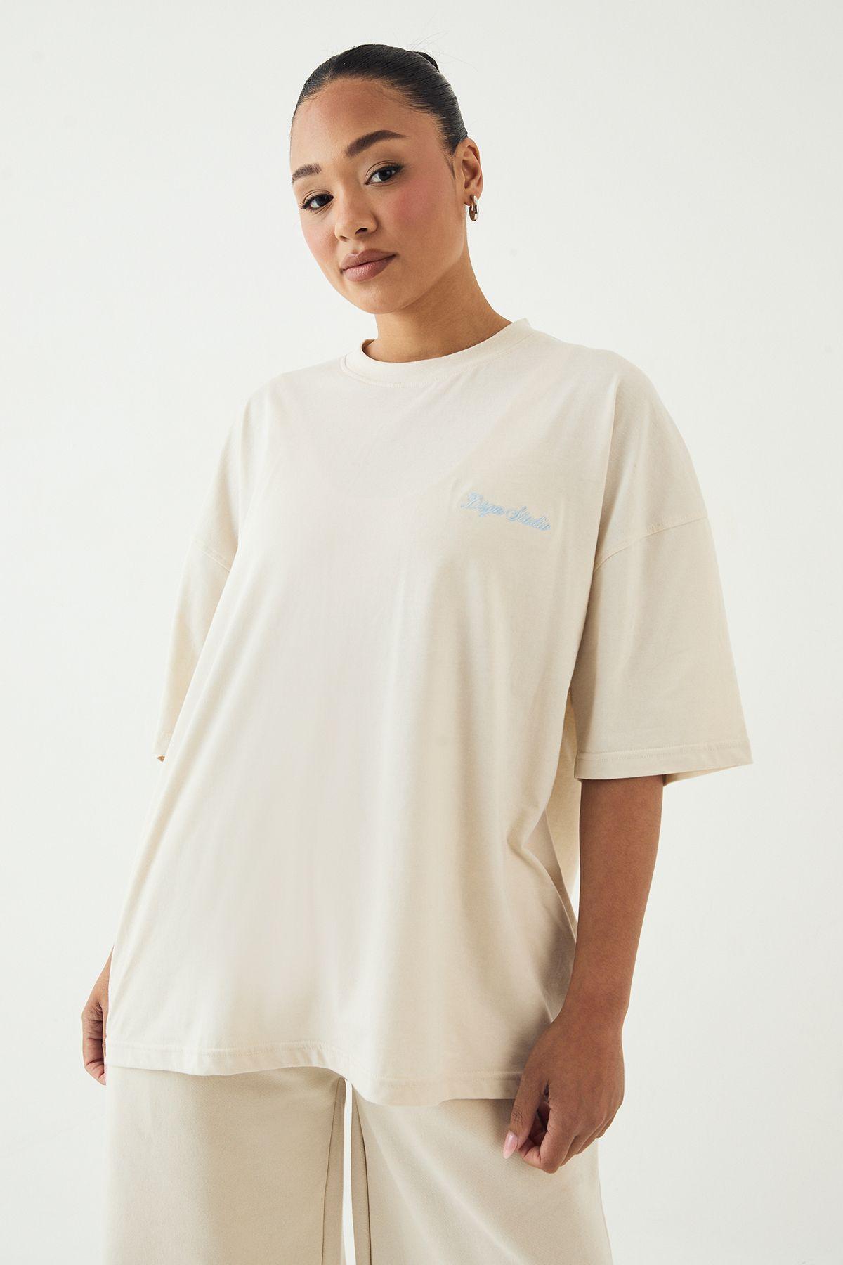 DSGN Studio Script Embroidered Oversized T-Shirt by DSGN STUDIO