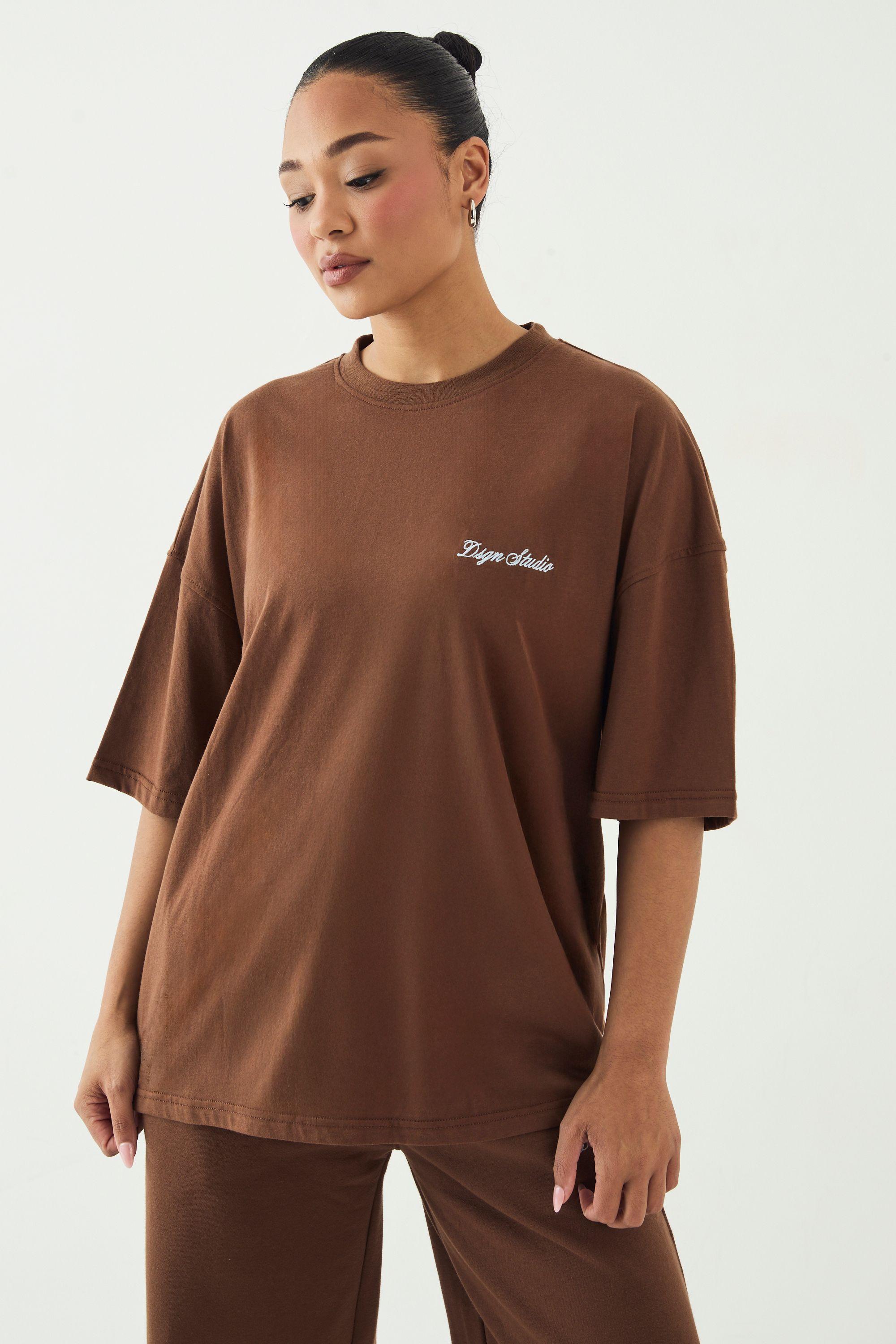 DSGN Studio Script Embroidered Oversized T-Shirt by DSGN STUDIO
