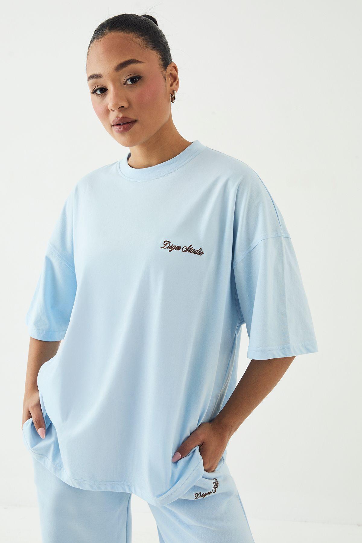DSGN Studio Script Embroidered Oversized T-Shirt by DSGN STUDIO