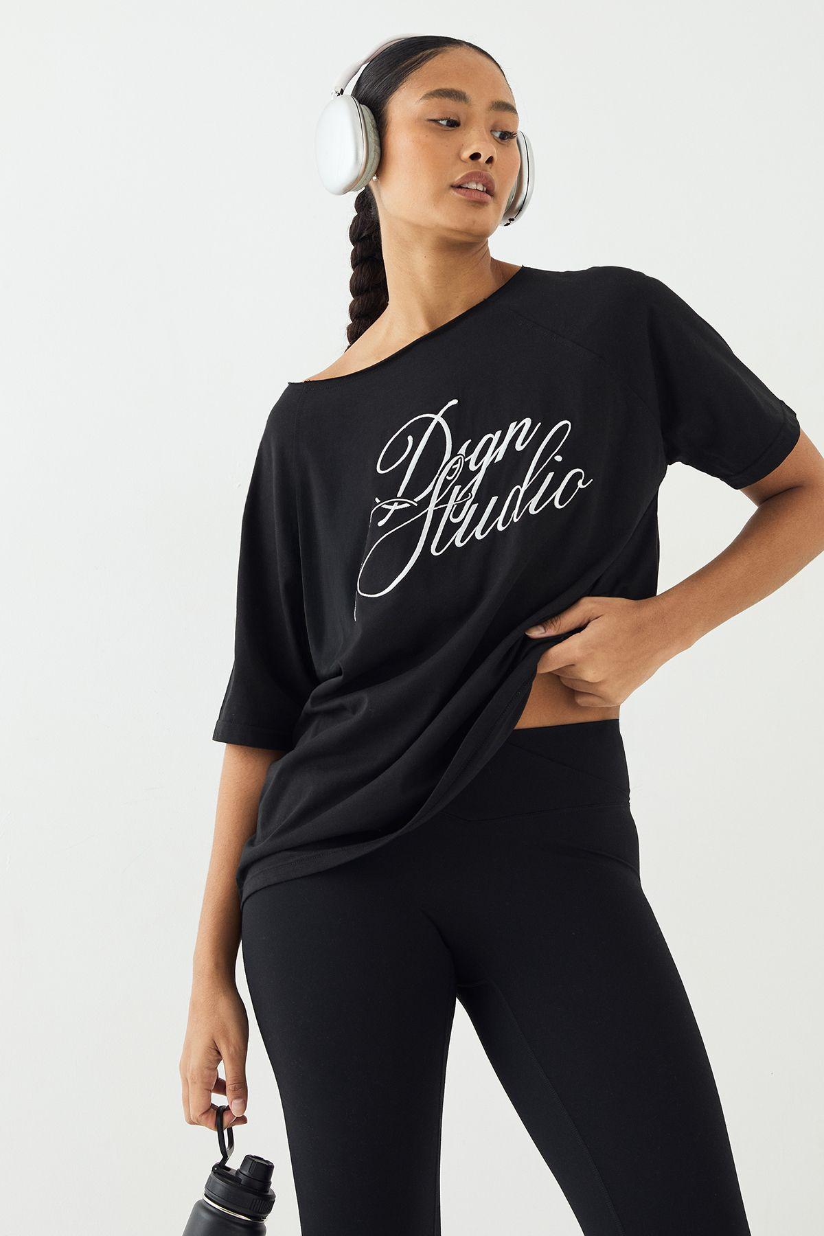 DSGN Studio Script Off The Shoulder Oversized T-Shirt by DSGN STUDIO DSGN Studio Script Off The Shoulder Oversized T-Shirt by DSGN STUDIO