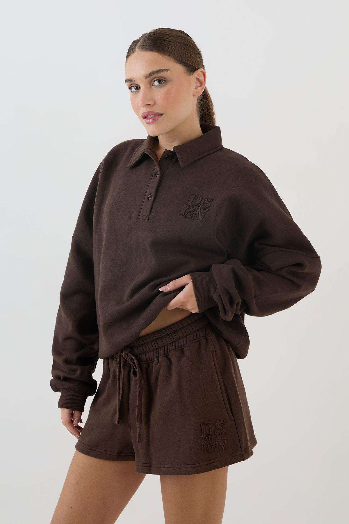 DSGN Studio Self Fabric Applique Loose Fit Sweat Short by DSGN STUDIO
