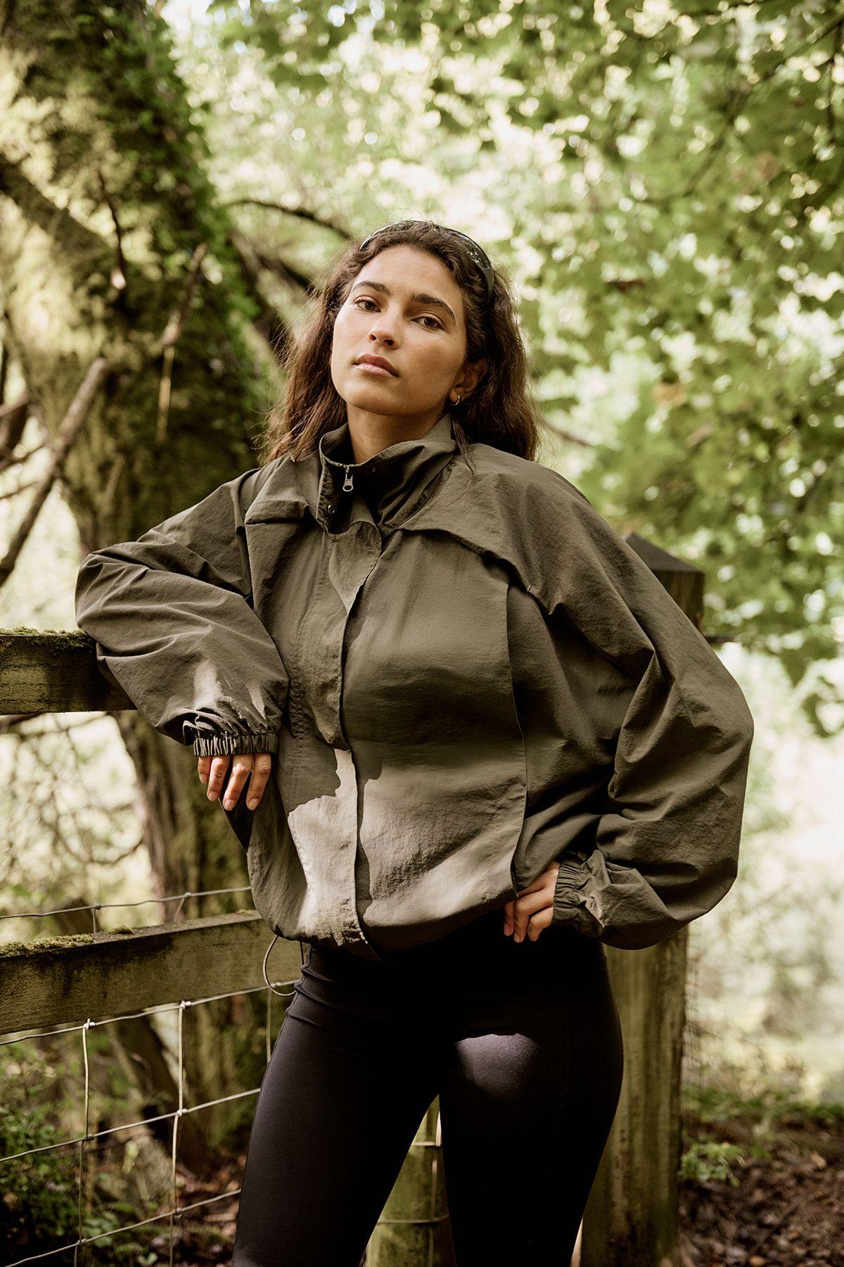 DSGN Studio Sport Nylon Boxy Zip Through Funnel Neck Jacket by DSGN STUDIO