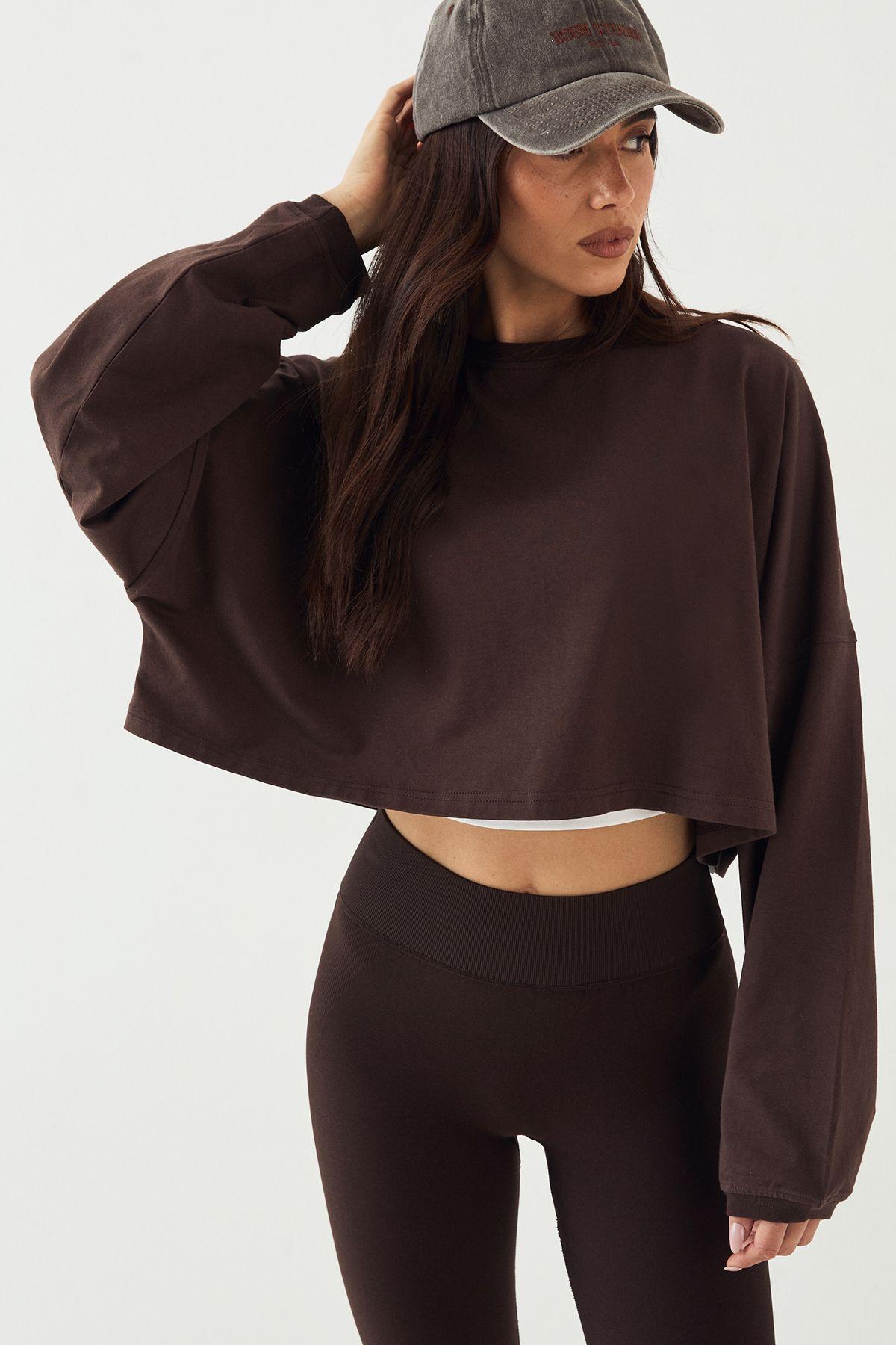 DSGN Studio Sport Oversized Boxy Crop Long Sleeve T-Shirt by DSGN STUDIO