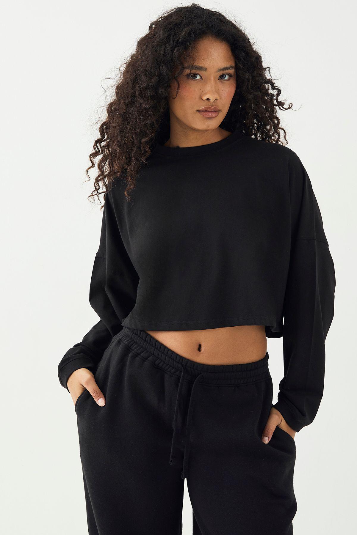 DSGN Studio Sport Oversized Boxy Crop Long Sleeve T-Shirt by DSGN STUDIO