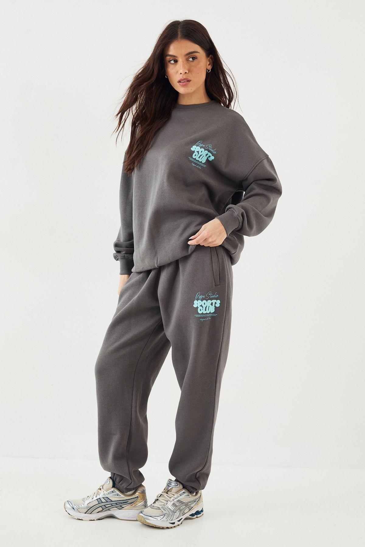 DSGN Studio Sports Bubble Slogan Cuffed Oversized Jogger by DSGN STUDIO