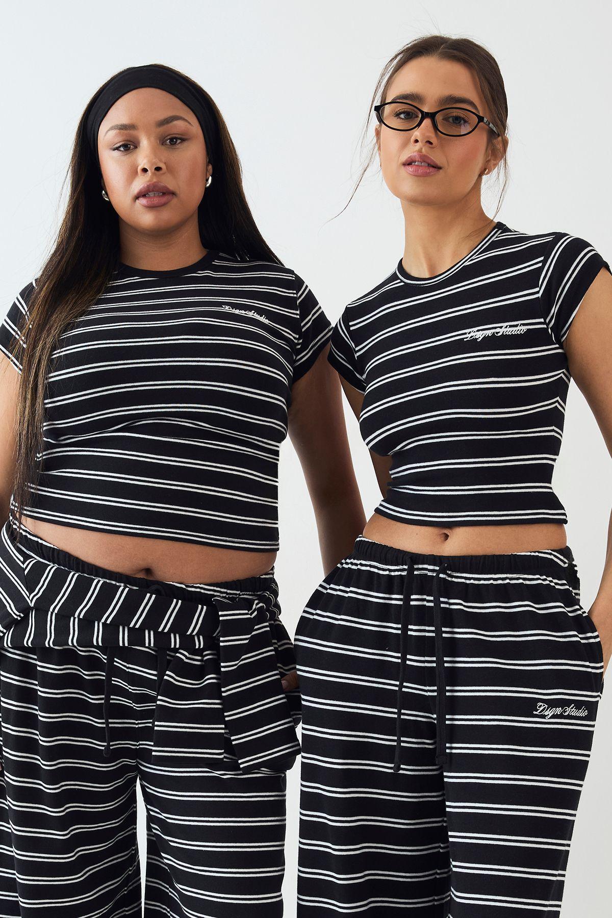 DSGN Studio Stripe Fitted Short Sleeve Top by DSGN STUDIO