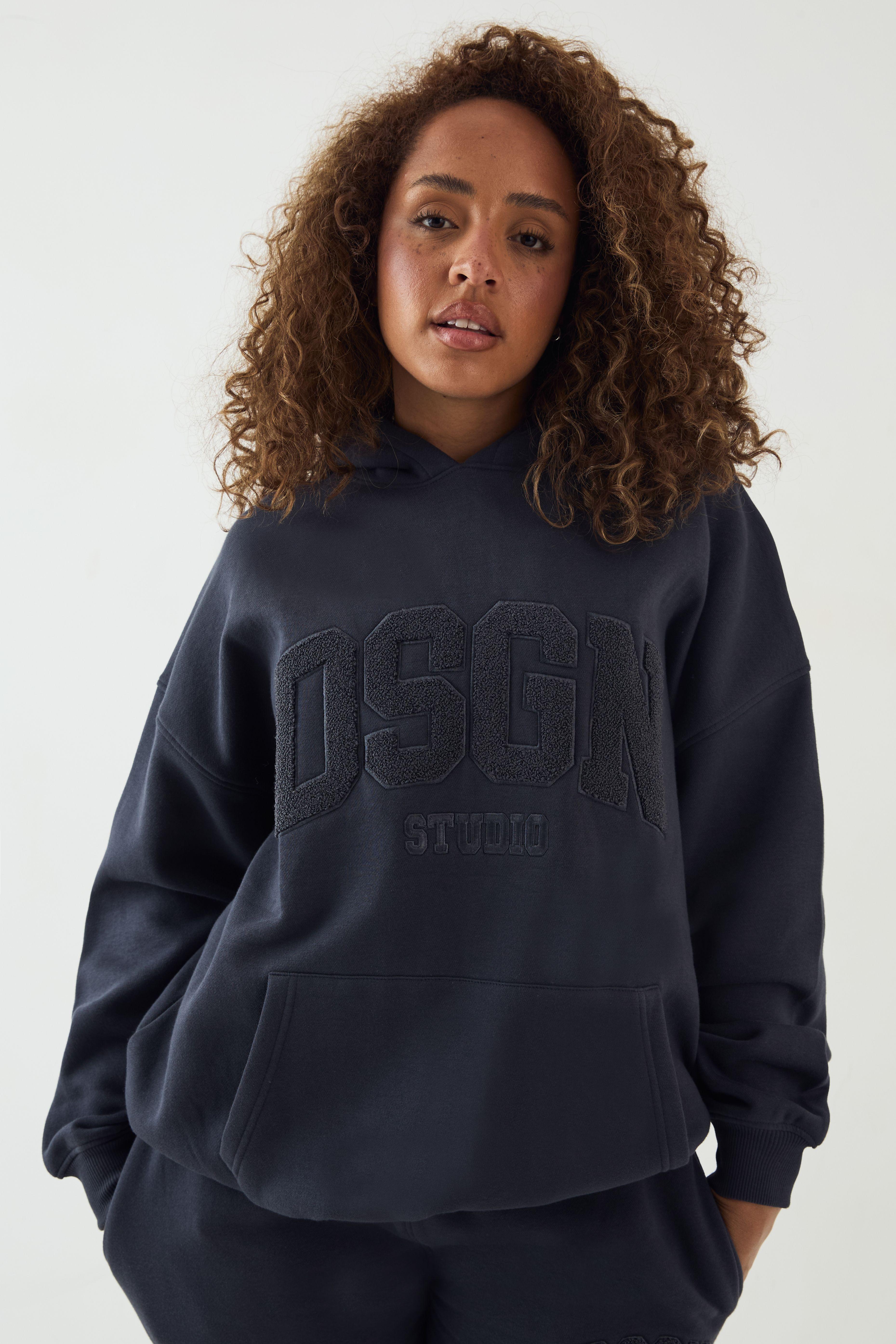 DSGN Studio Towelling Applique Oversized Hoodie by DSGN STUDIO