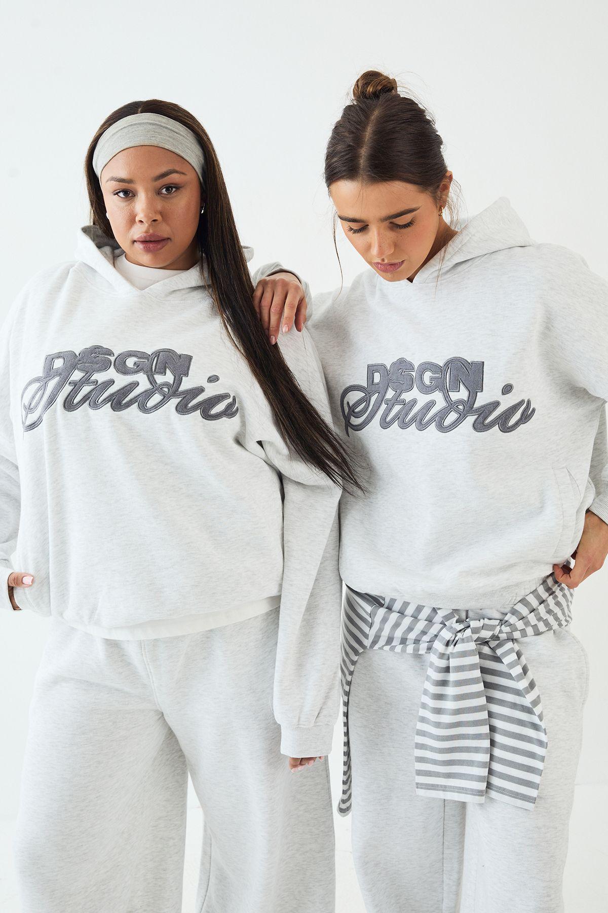 DSGN Studio Towelling Applique Oversized Hoodie by DSGN STUDIO