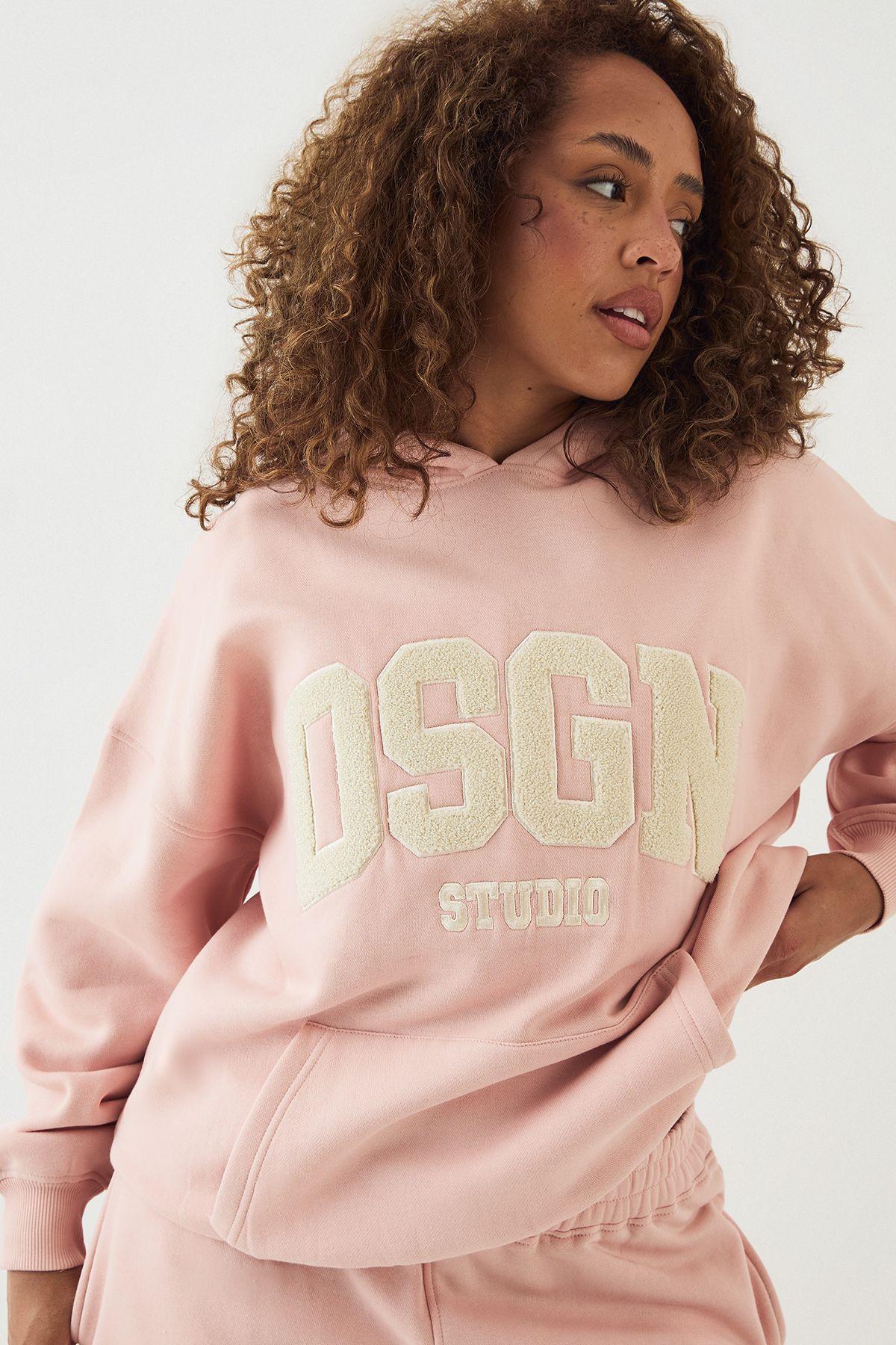 DSGN Studio Towelling Applique Oversized Hoodie by DSGN STUDIO