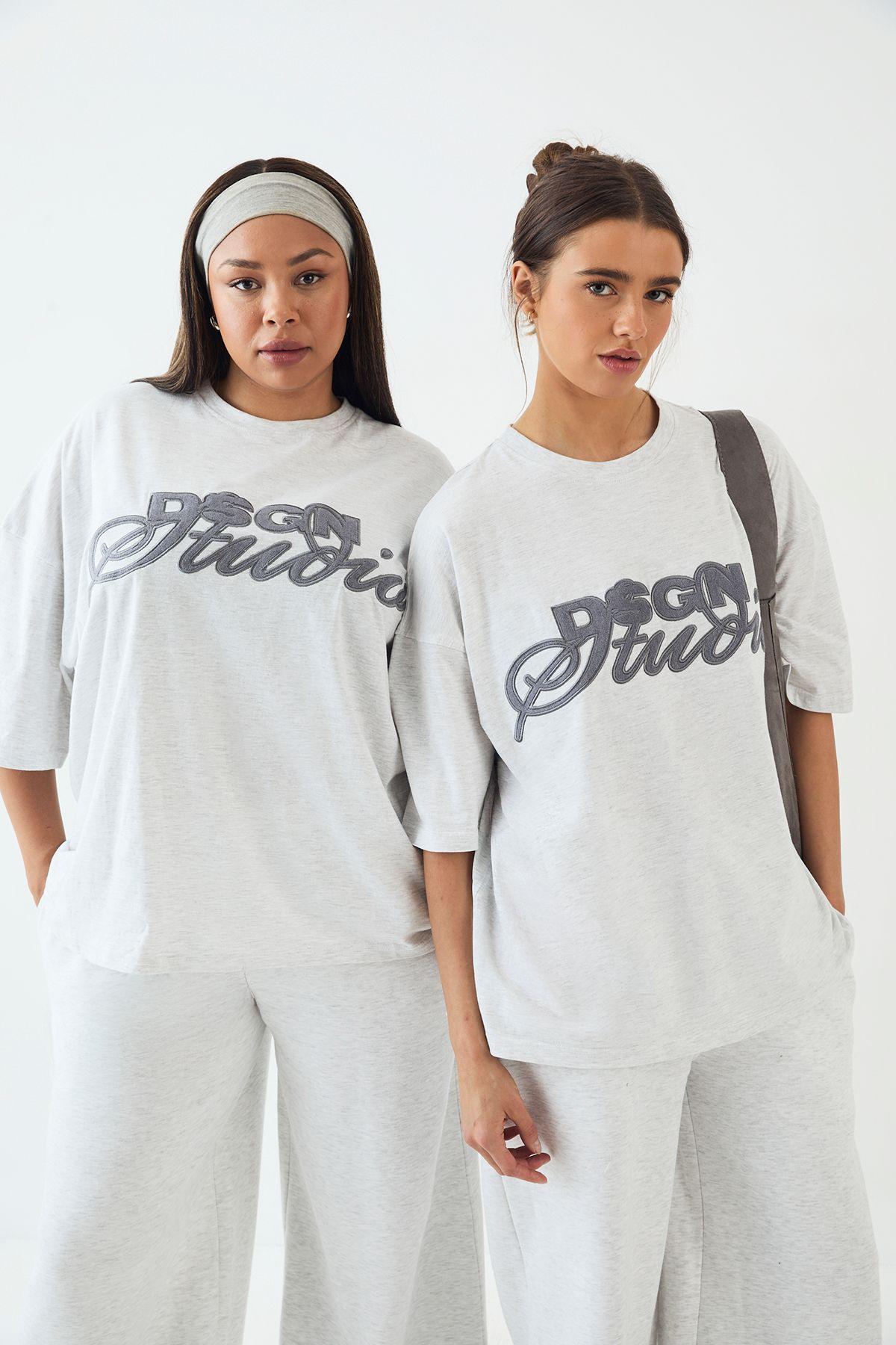 DSGN Studio Towelling Applique Oversized T-Shirt by DSGN STUDIO