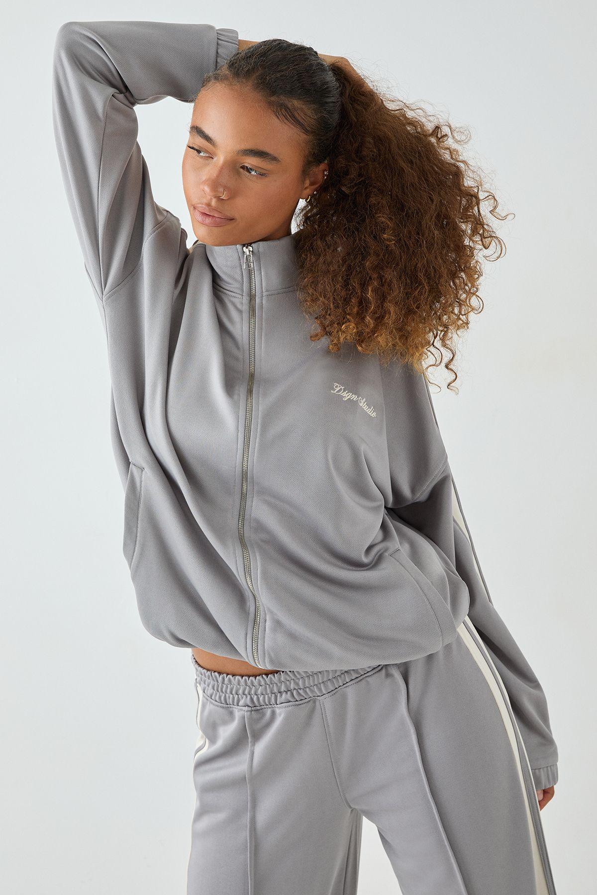 DSGN Studio Tricot Side Stripe Zip Through Track Jacket by DSGN STUDIO