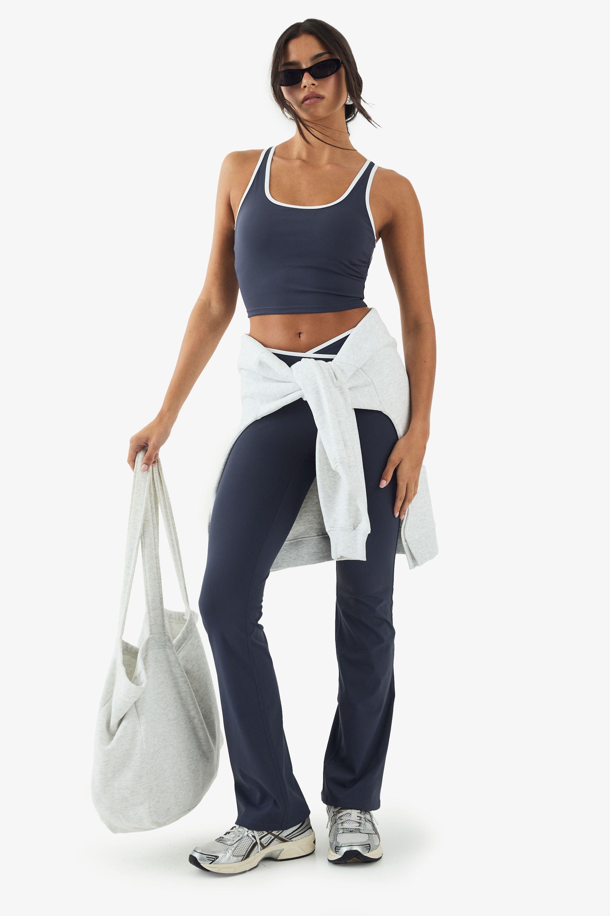 DSGN Studio Ultra Sculpt Contrast Binding Wrap Waist Flare Legging by DSGN STUDIO