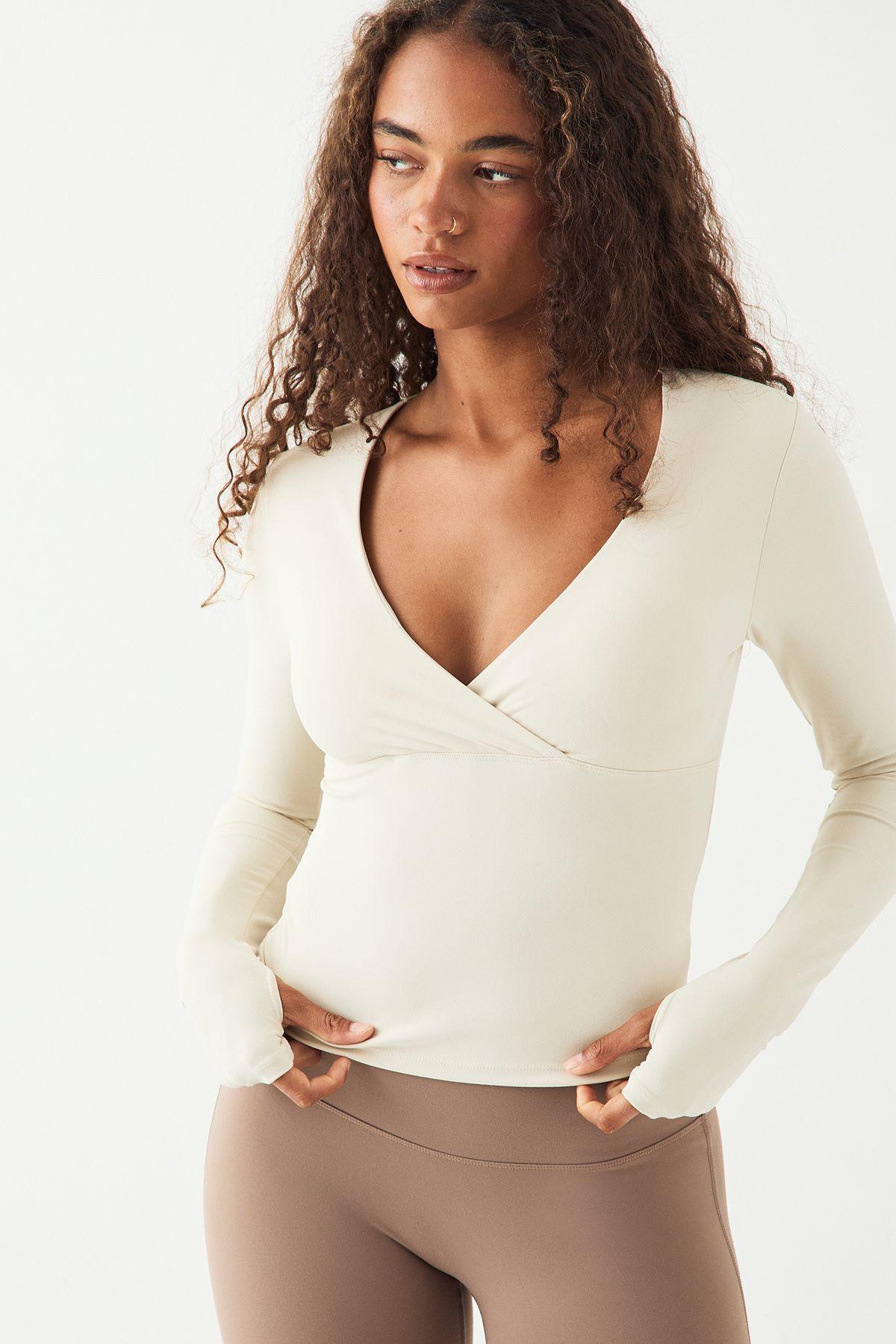 DSGN Studio Ultra Sculpt Wrap Front Padded Long Sleeve Top by DSGN STUDIO
