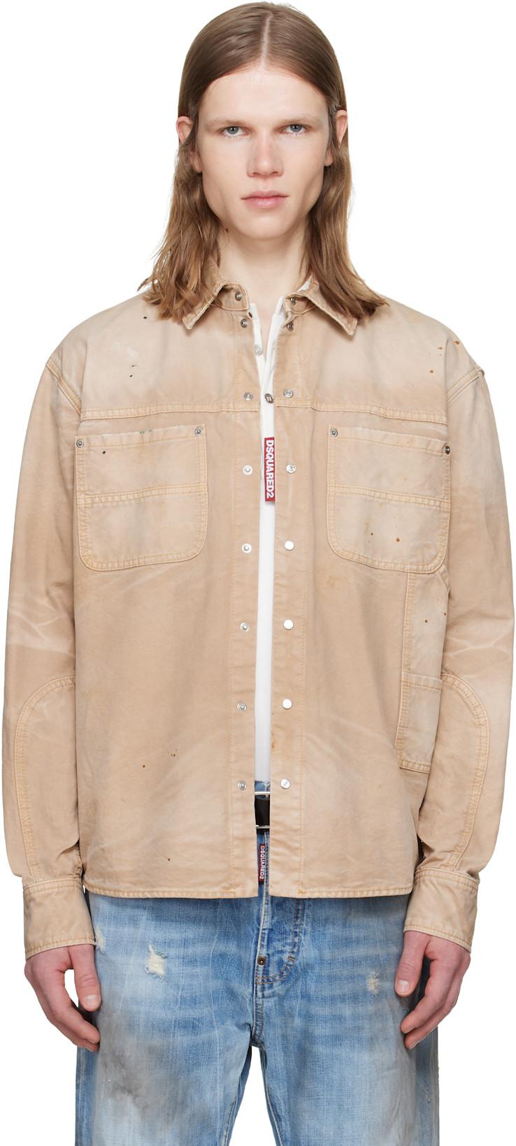 Beige Garment Dyed Carpenter Shirt by DSQUARED2