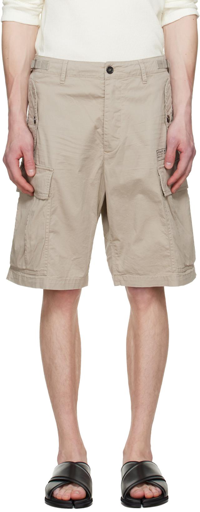 Beige Light Cotton Utility Kawaii Shorts by DSQUARED2