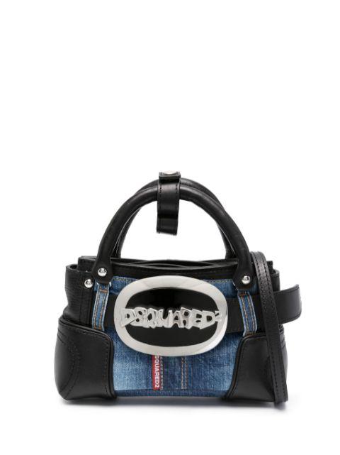 Belt denim-patchwork tote bag by DSQUARED2